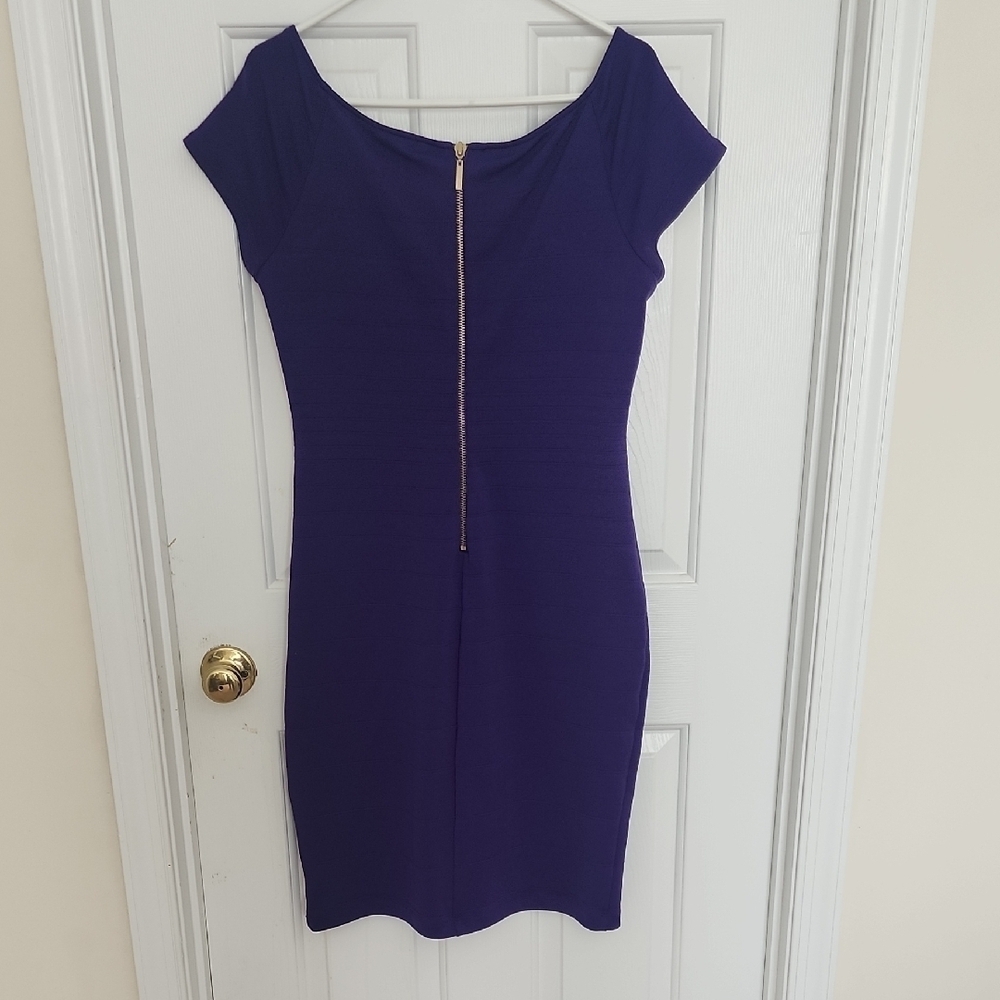 BodyCon Y2k Purple Form Fitting Cocktail Dress - Picture 3 of 9